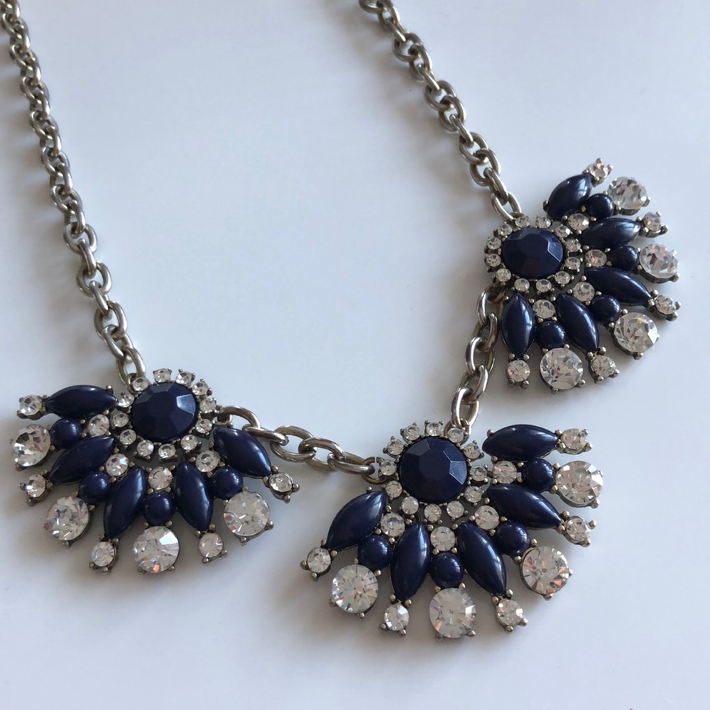 Navy and Crystal jcrew factory necklace